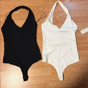 Cotton-Blend Seamless Fabric Halter Bodysuits